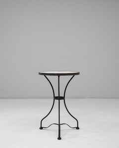 1900s French Bistro Style Iron Table With Marble Top
