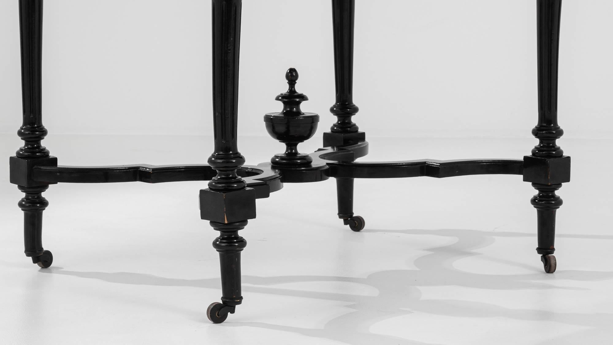 1900s French Black Lacquer Table on Wheels 9