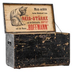 1900s French Black Wooden Box with Affiche