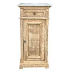 1900s French Bleached Oak Bedside Table