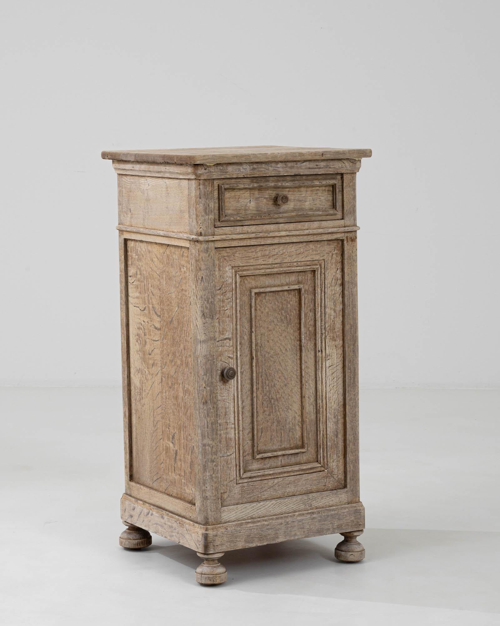 1900s French Bleached Oak Bedside Table 3