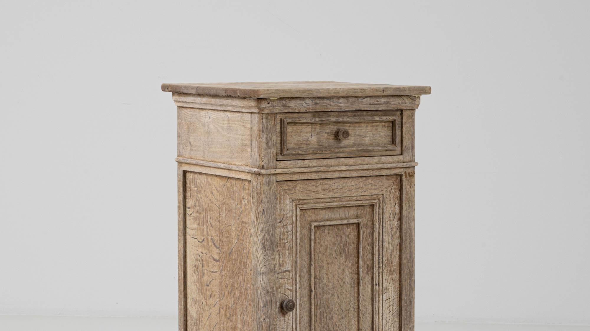 1900s French Bleached Oak Bedside Table 4