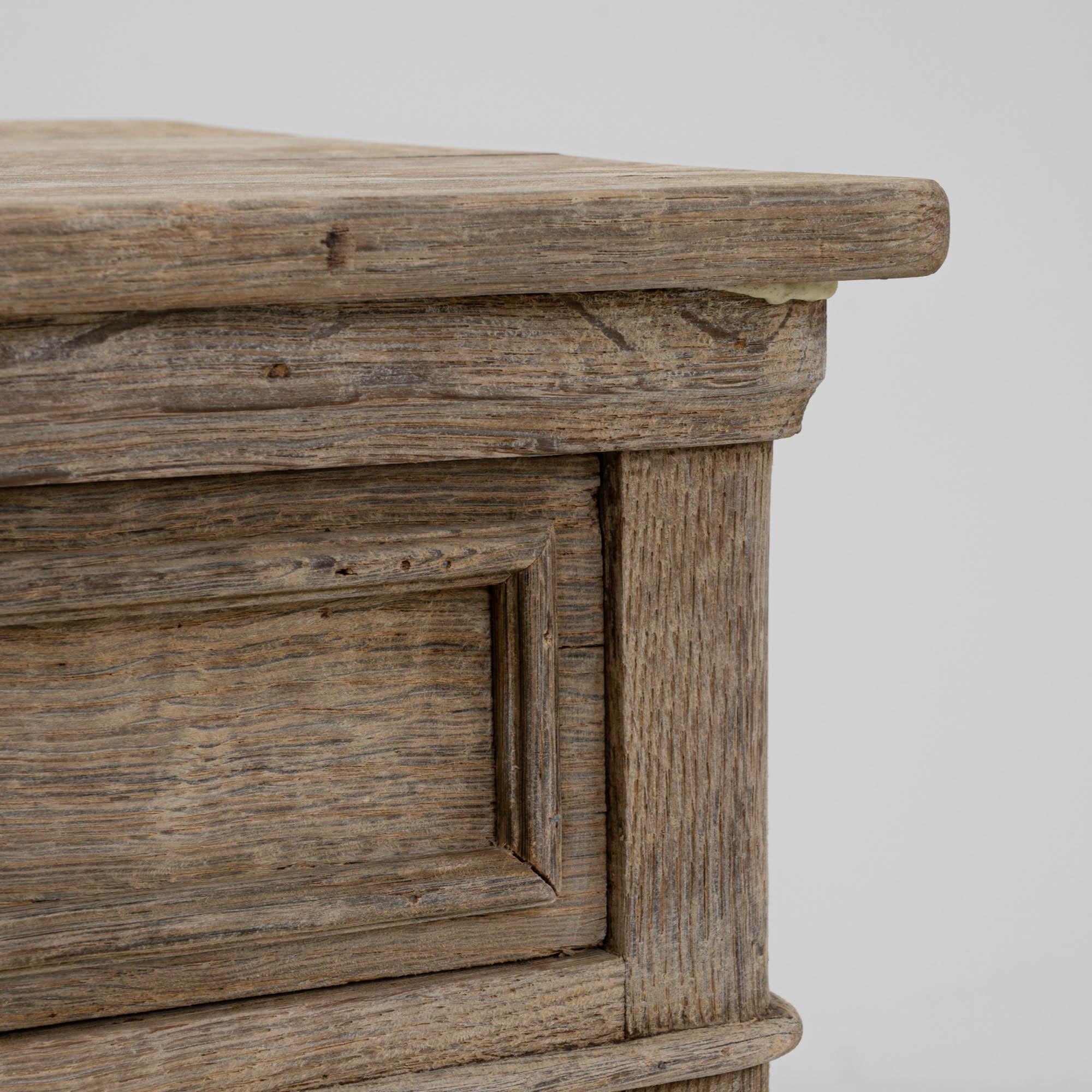 1900s French Bleached Oak Bedside Table 5