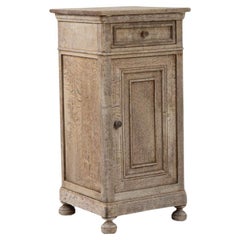 1900s French Bleached Oak Bedside Table