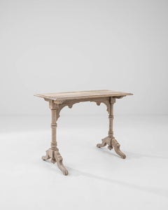 Table de bistrot en chêne blanchi français des années 1900