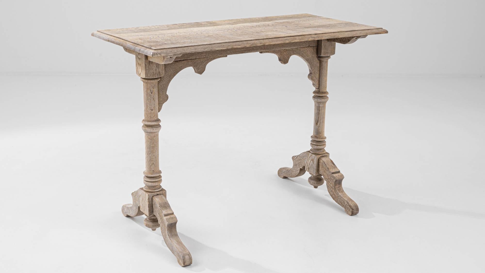 1900s French Bleached Oak Bistro Table 2