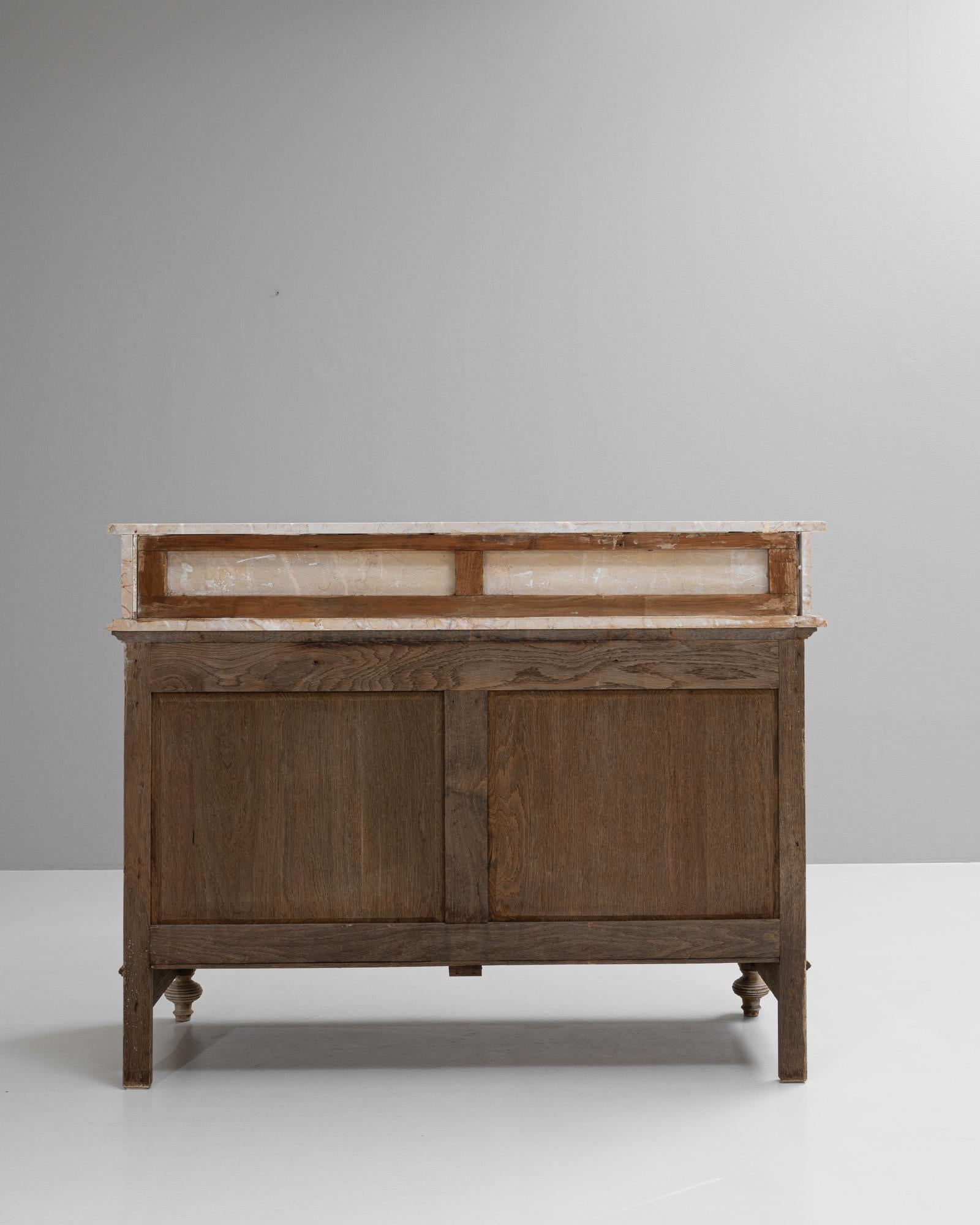 1900s French Bleached Oak Buffet With Marble Top 10