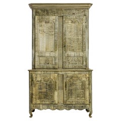 1900s French Bleached Oak Cabinet