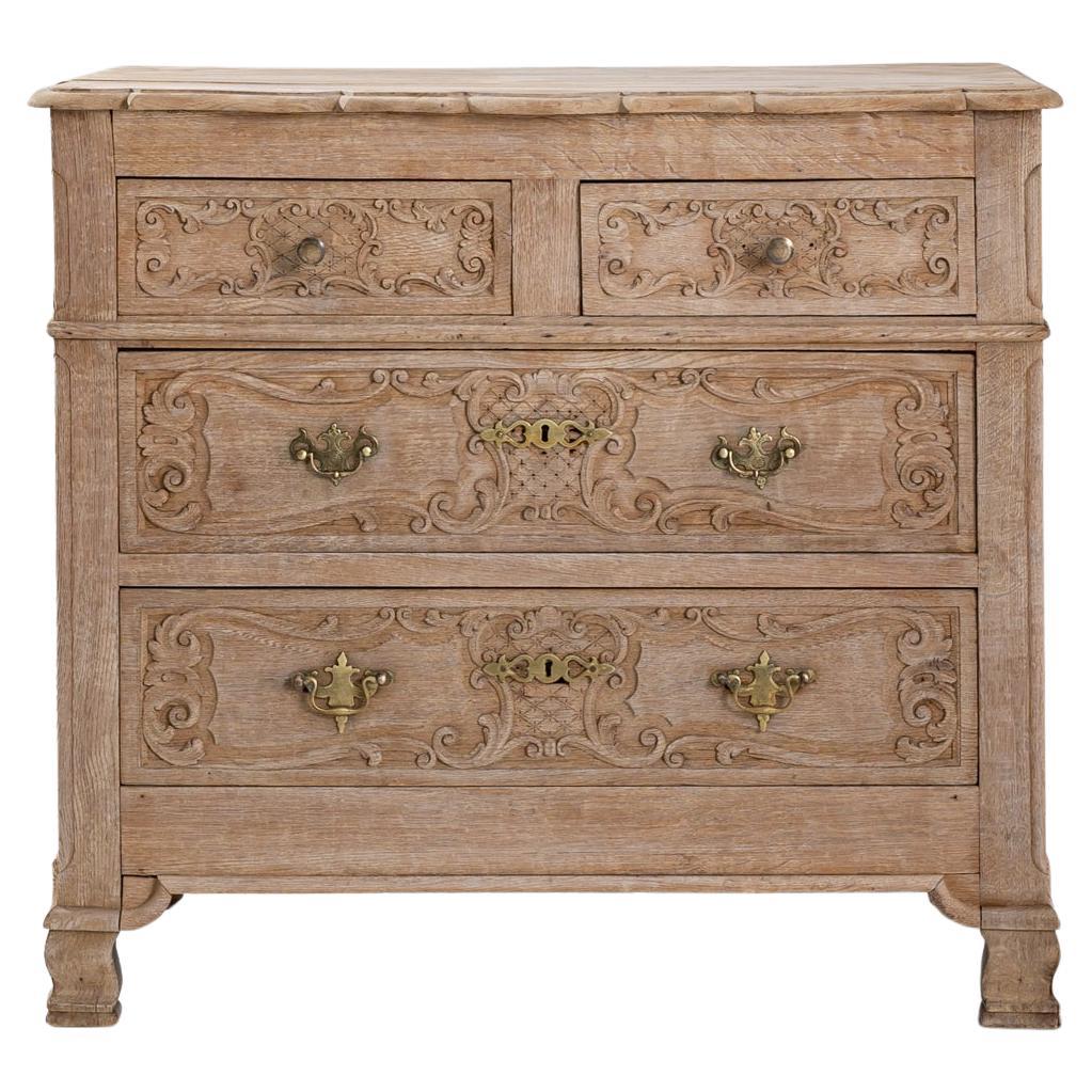 1900s French Bleached Oak Chest of Drawers For Sale