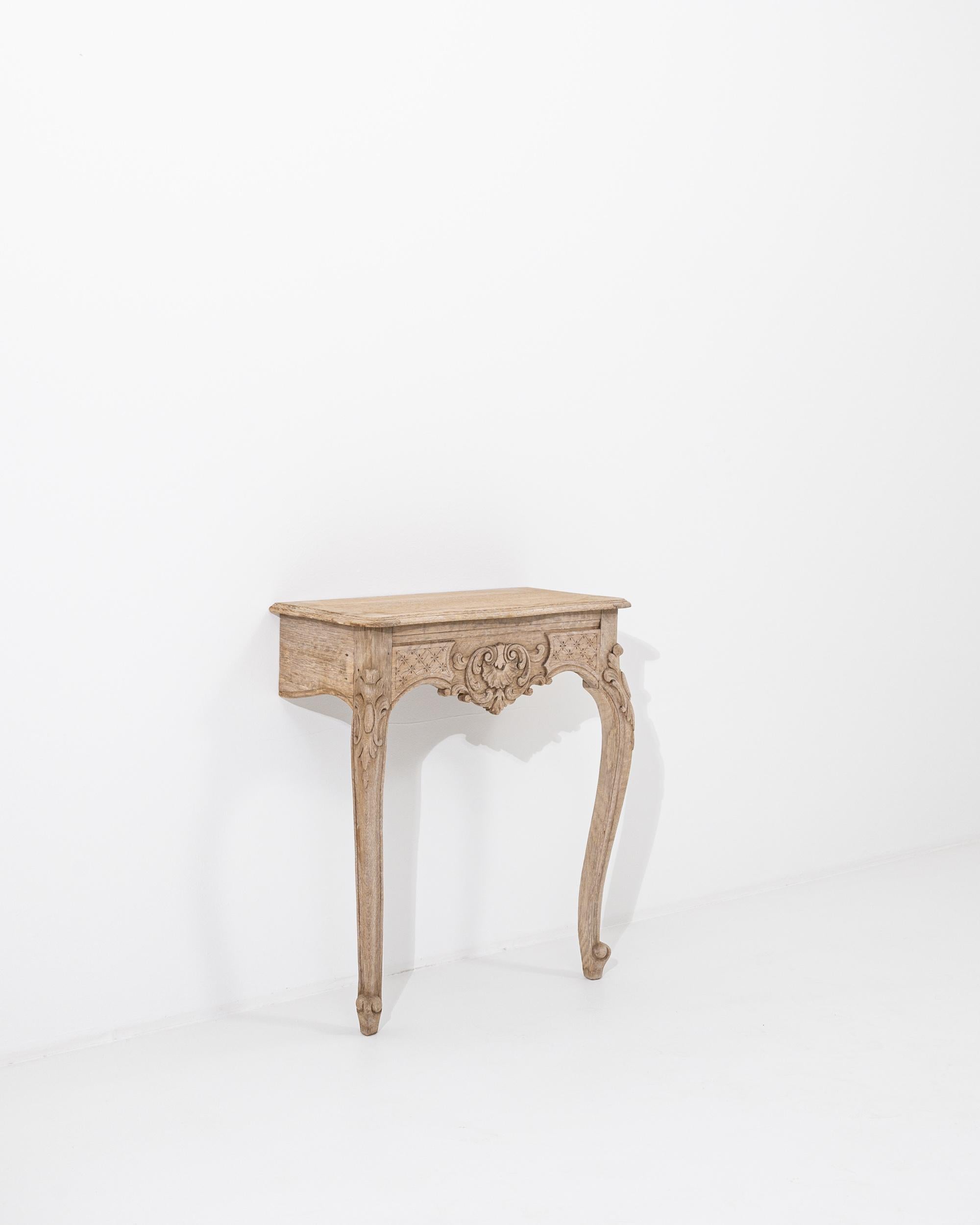 French Provincial 1900s French Bleached Oak Console Table
