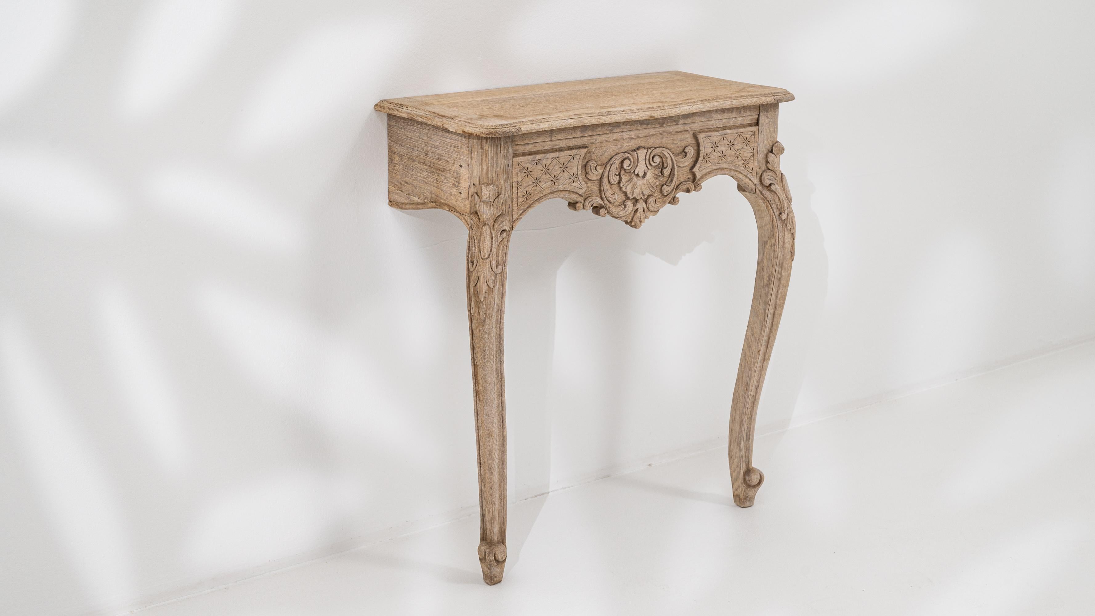 1900s French Bleached Oak Console Table 1