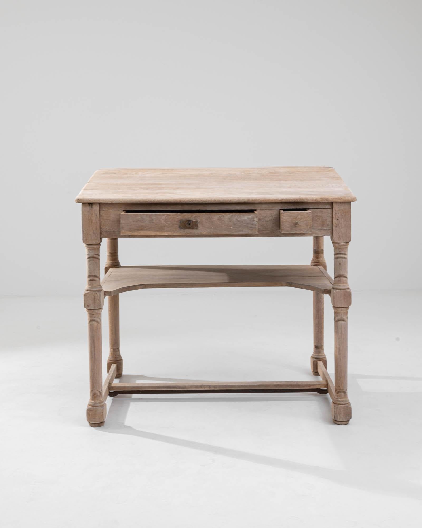 bleached wood desk
