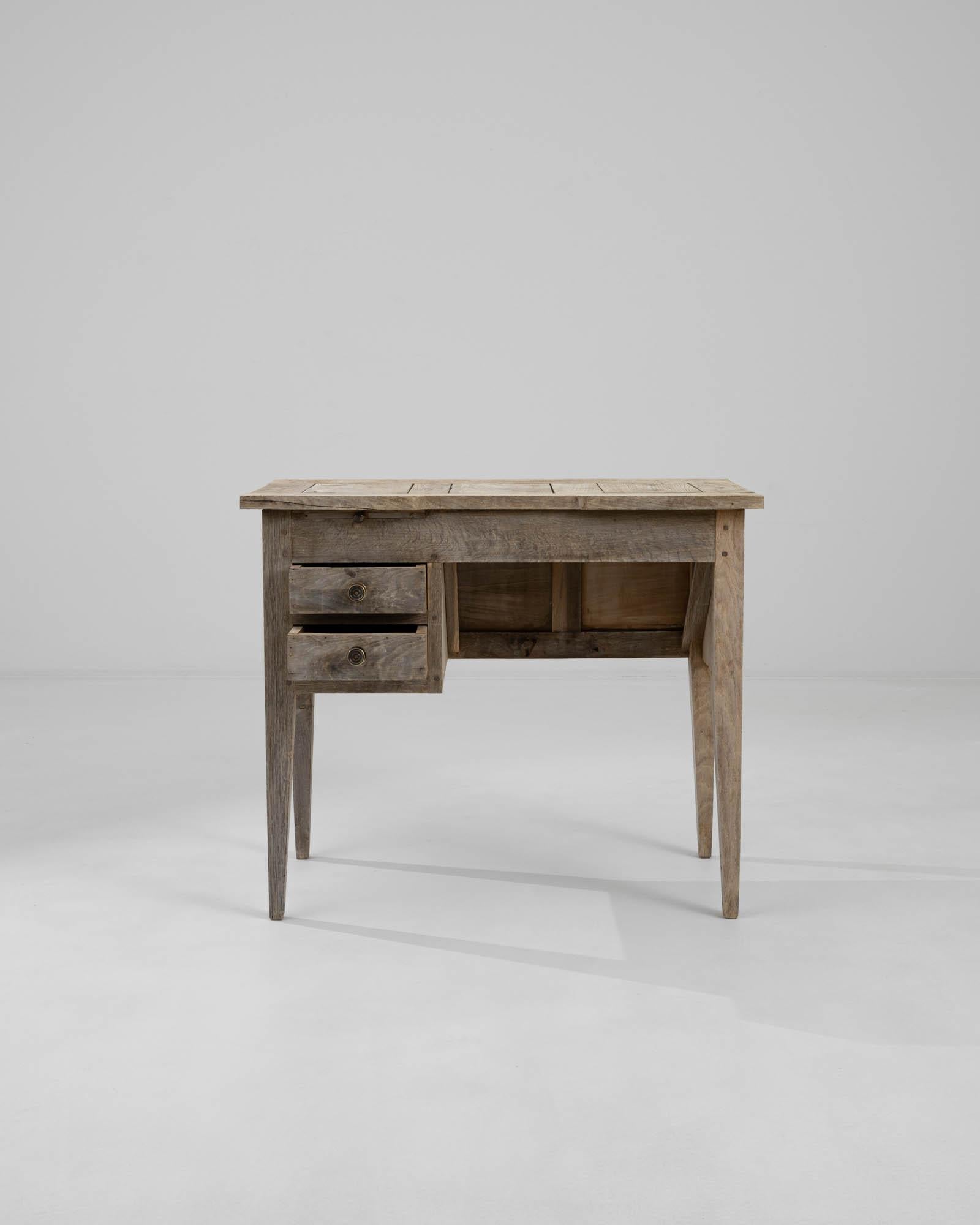 bleached wood desk