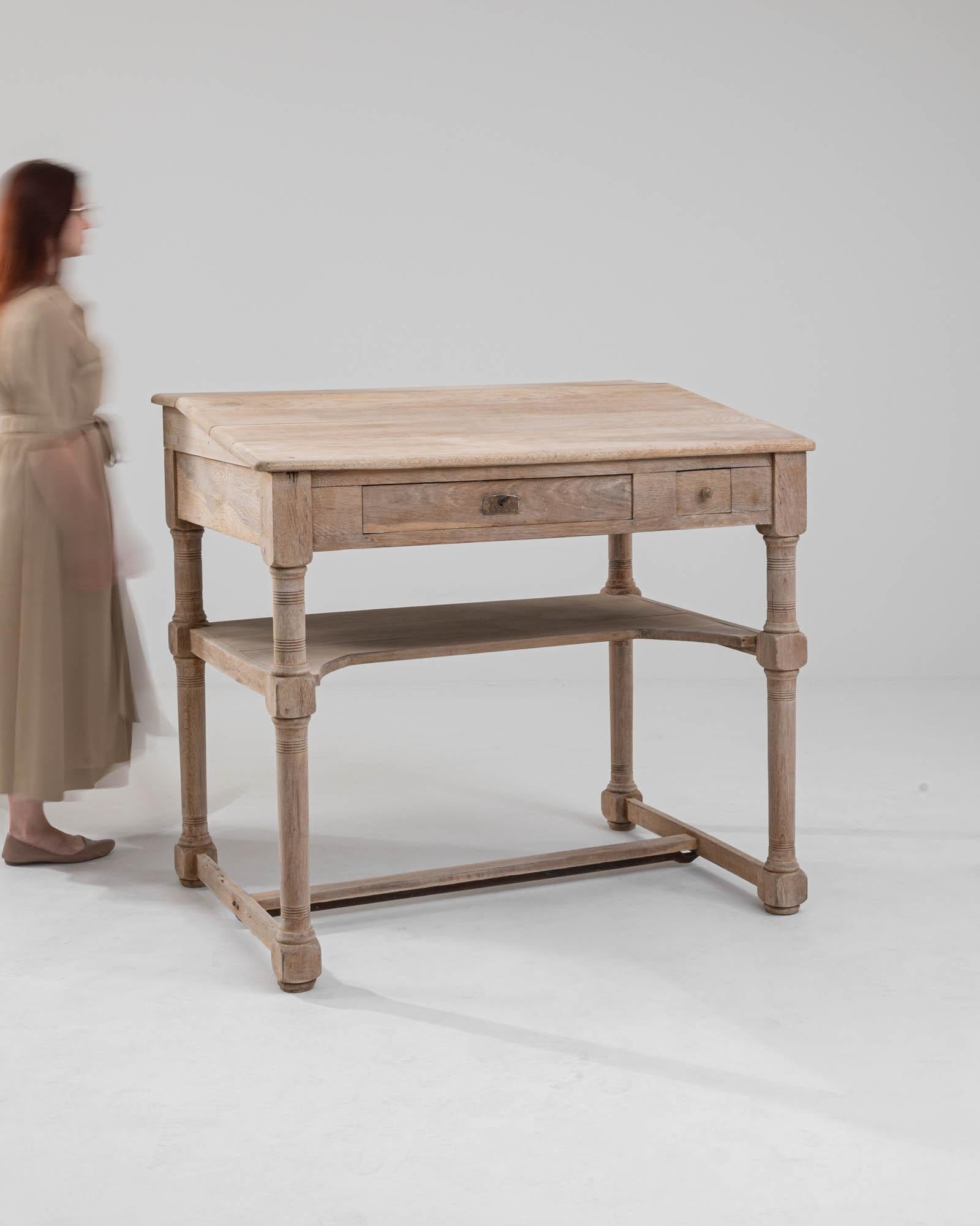 1900s French Bleached Oak Desk 1