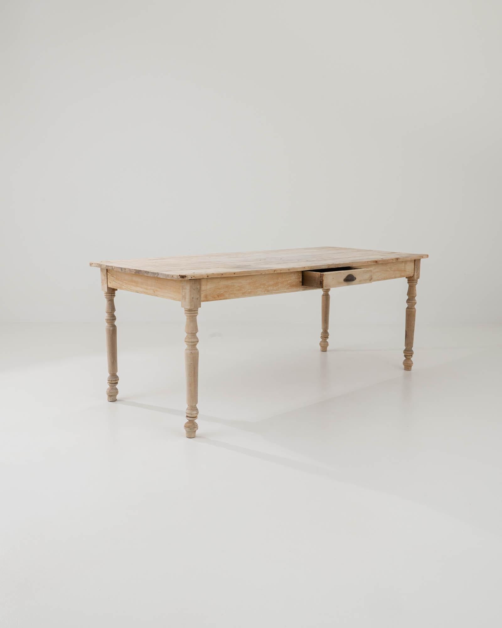 1900s French Bleached Oak Dining Table 1