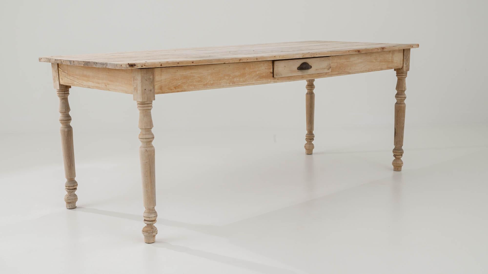 1900s French Bleached Oak Dining Table 4