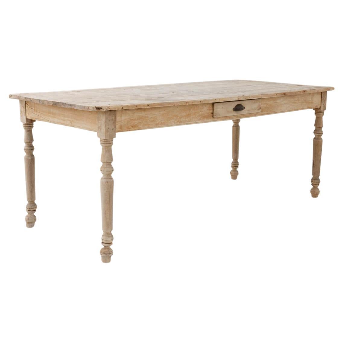 1900s French Bleached Oak Dining Table
