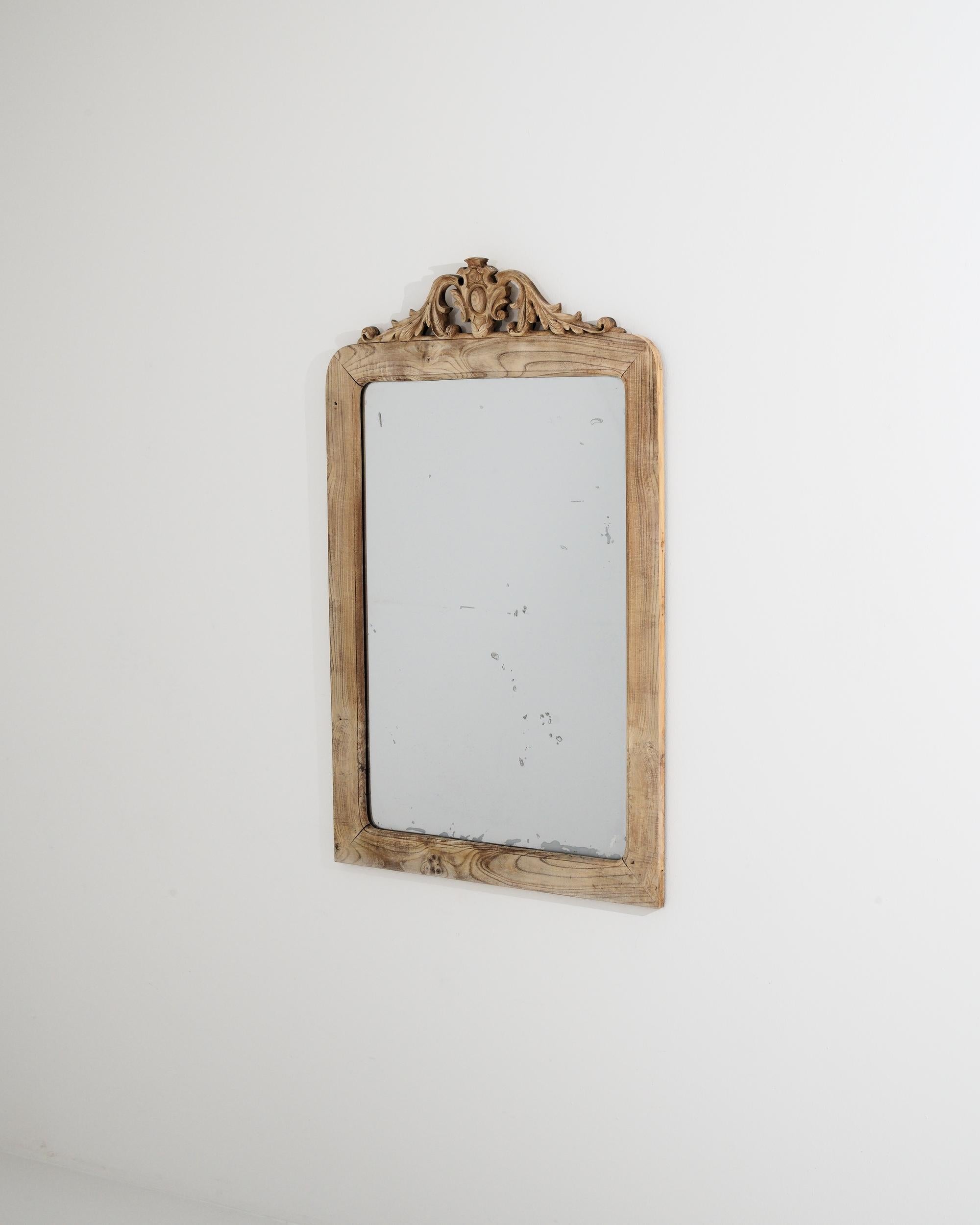 1900s French Bleached Oak Mirror 1