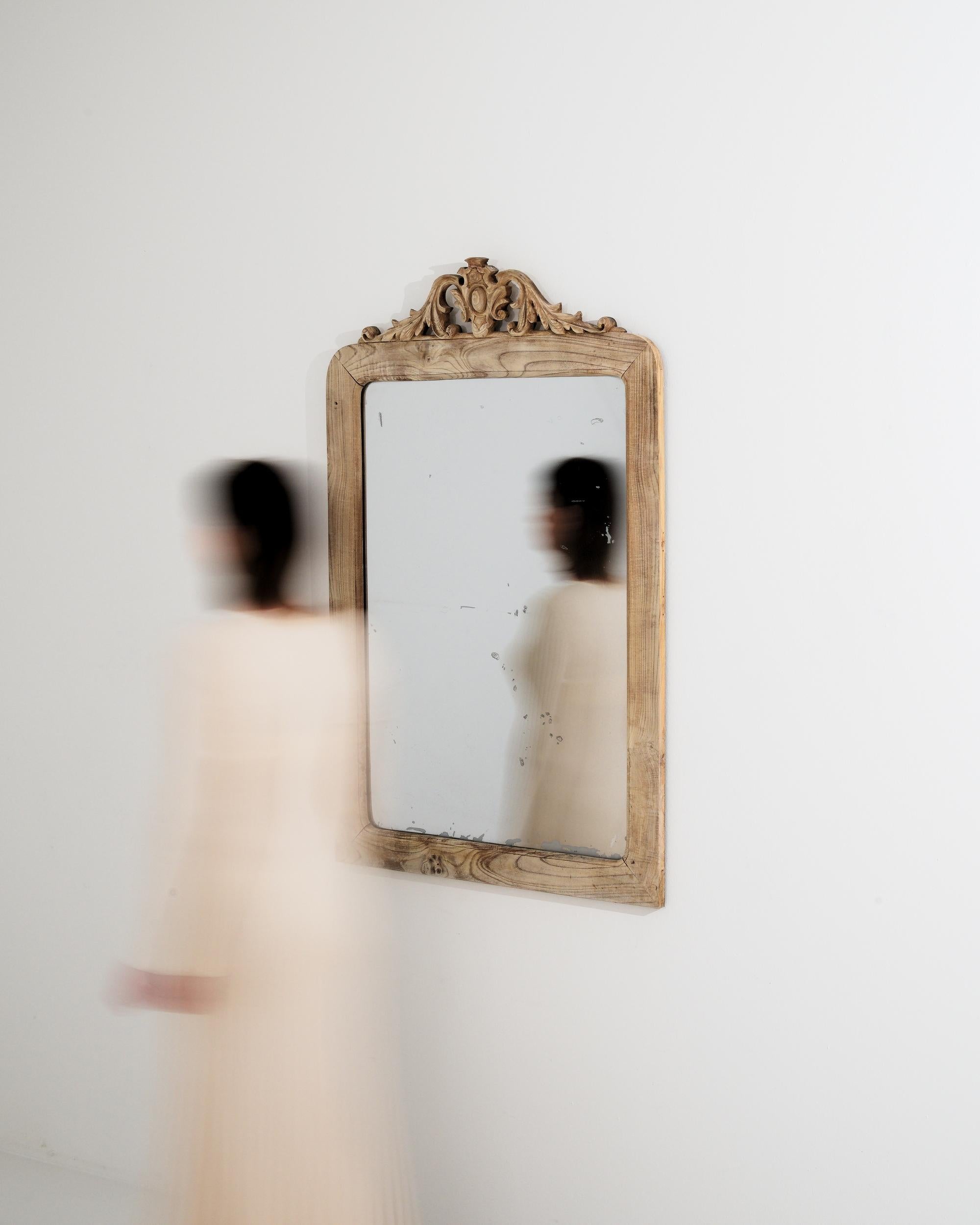 1900s French Bleached Oak Mirror 2