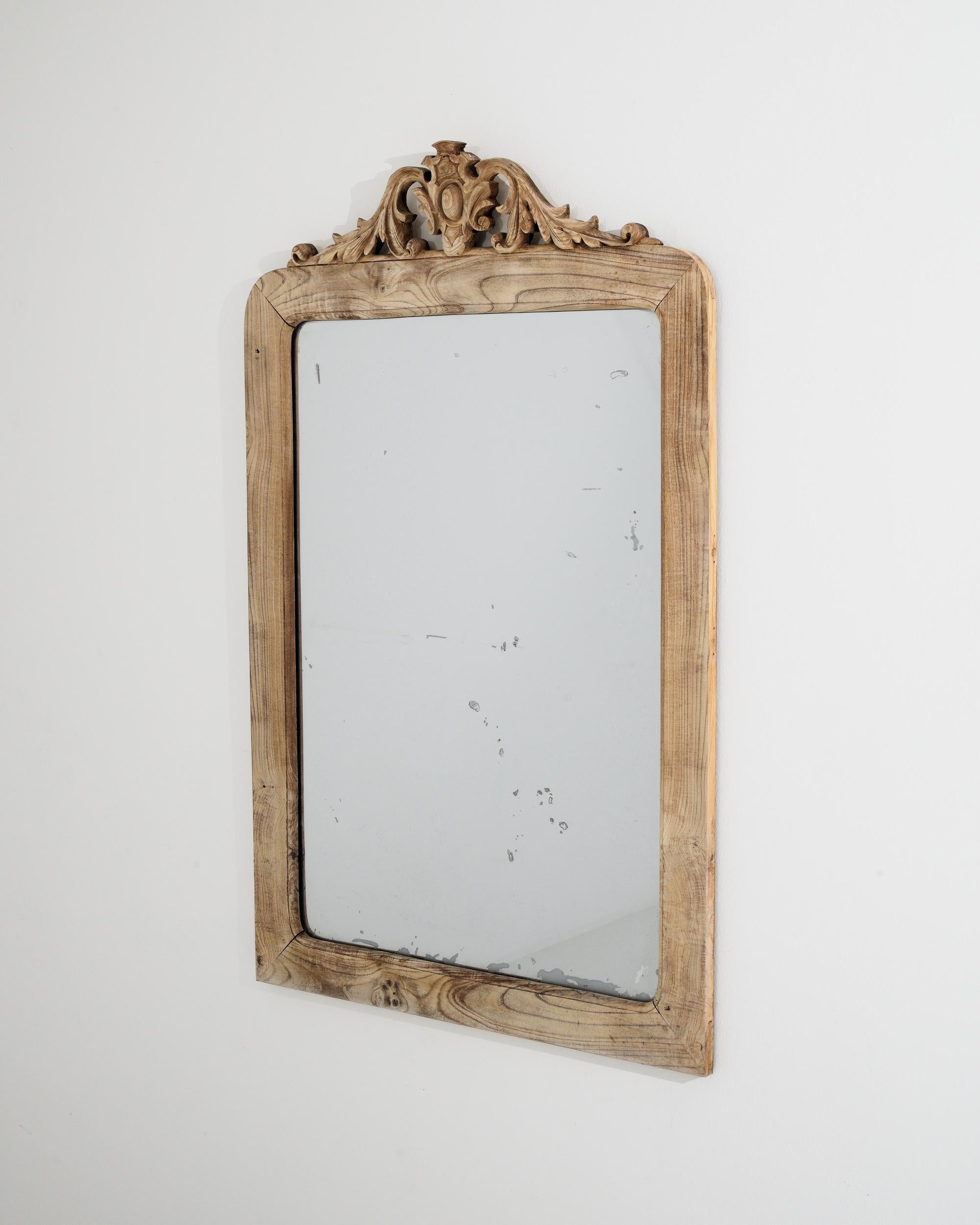 1900s French Bleached Oak Mirror 3