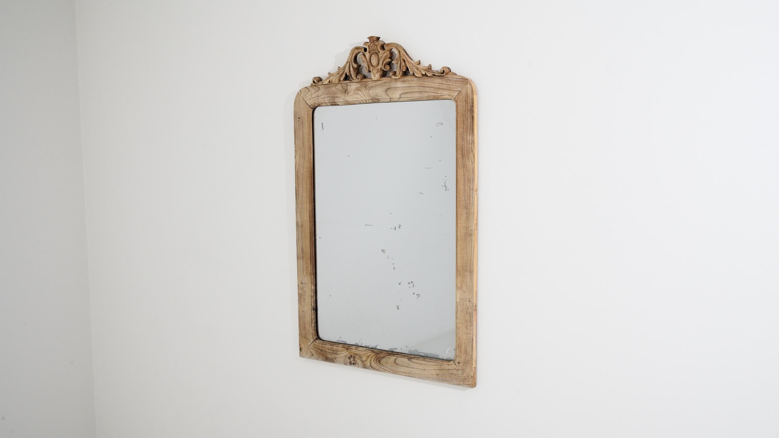1900s French Bleached Oak Mirror 4