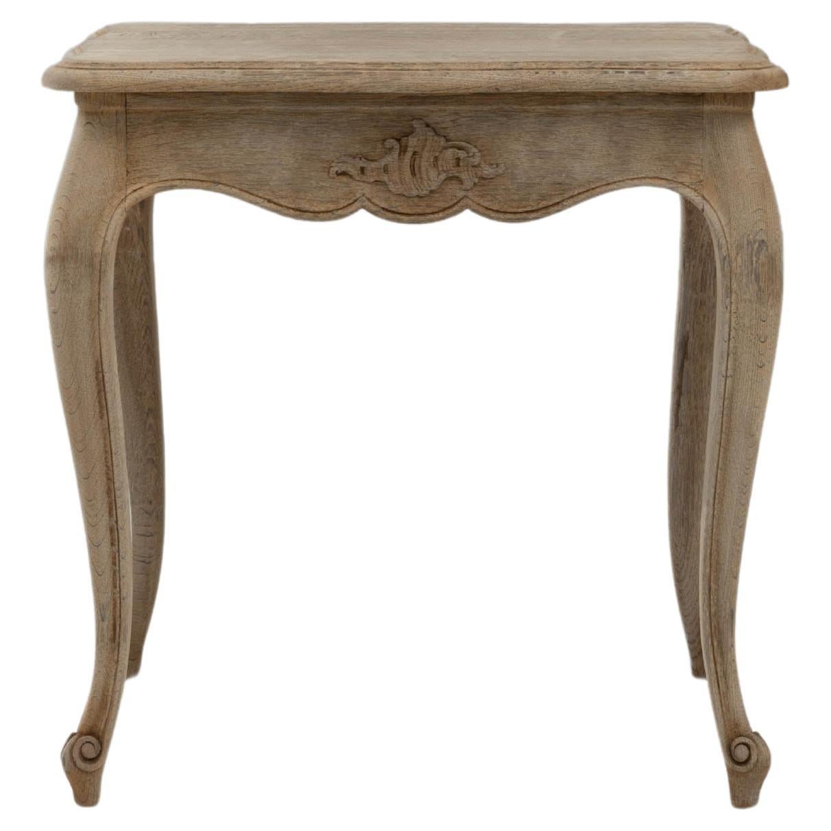 1900s French Bleached Oak Side Table