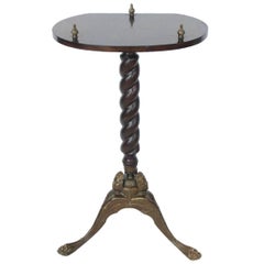 1900s French Brass and Wood Accent Table