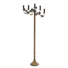 Antique 1900s French Brass Floor Lamp