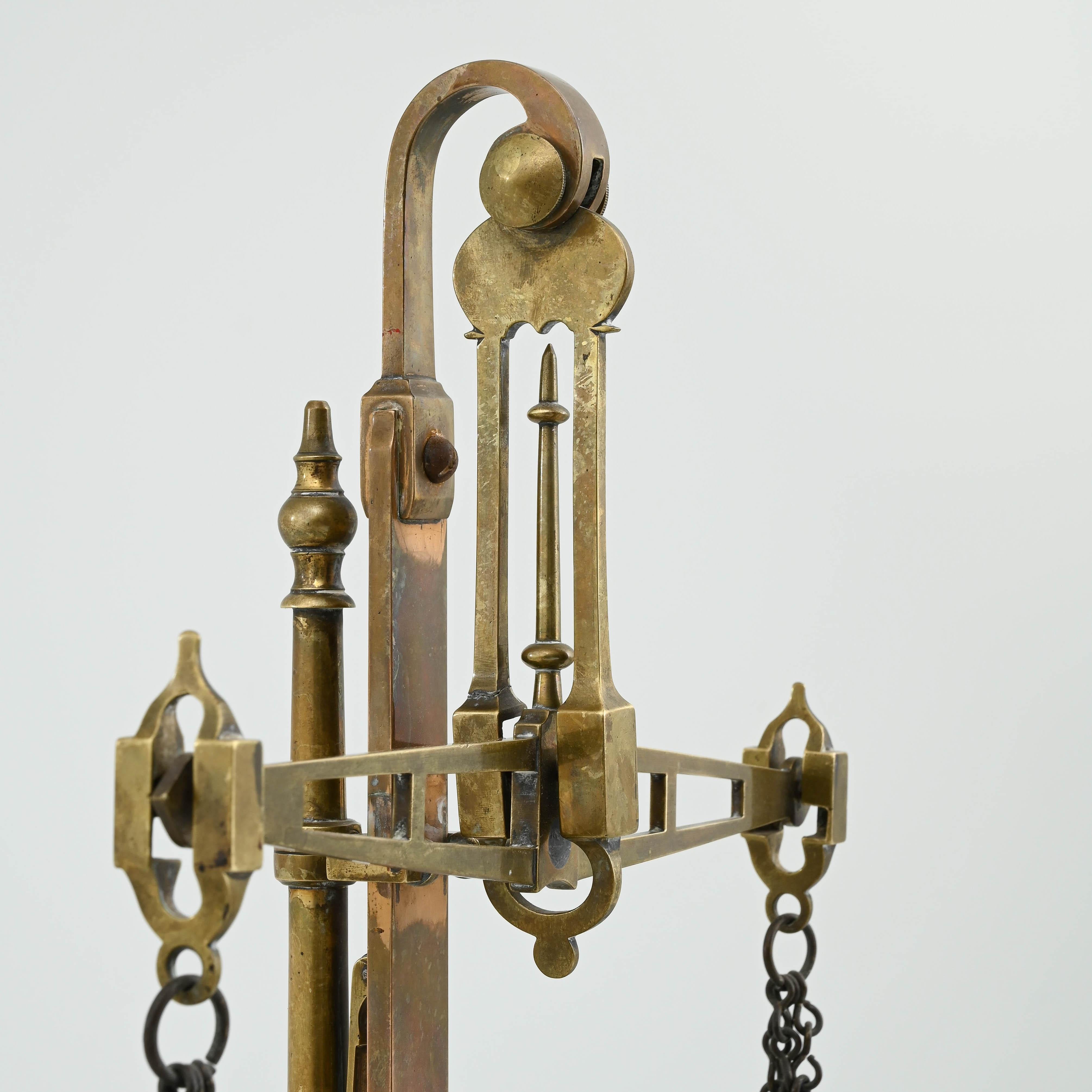 1900s French Brass Hanging Scale  In Good Condition For Sale In High Point, NC