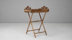 Antique 1900s French Carved Wooden Butlers Tray Table