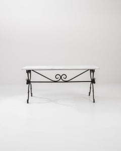 1900s French Cast Iron and Marble Bistro Table