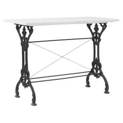 Antique 1900s French Cast Iron and Marble Bistro Table
