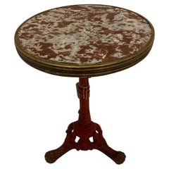 1900s french cast iron scalloped detailed bistro table with marble top