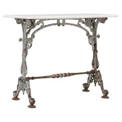 1900s French Cast Iron Side Table With Marble Top 1900s French Cast Iron Side Table With Marble Top