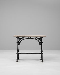 1900s French Cast Iron Side Table With Wooden Top