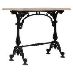 1900s French Cast Iron Side Table With Wooden Top