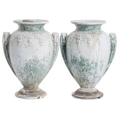 1900s French Cast Iron Vases, a Pair