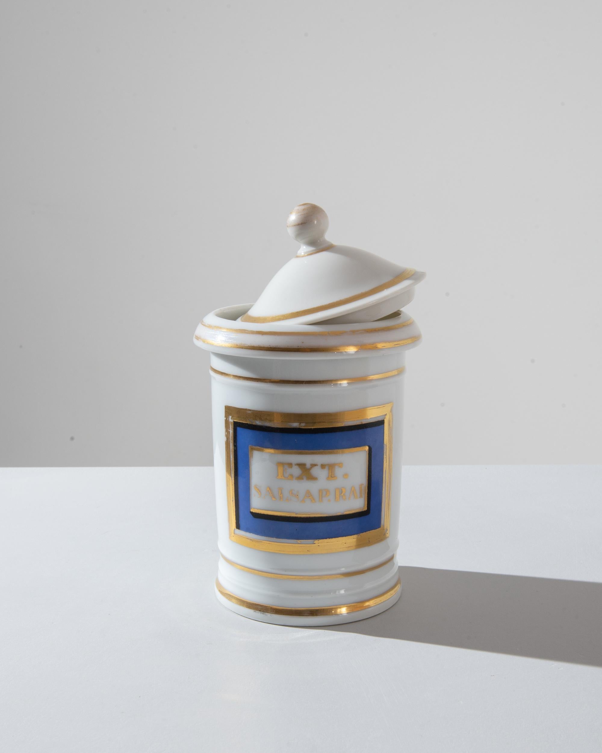 1900s French Ceramic Jar with Lid In Good Condition For Sale In High Point, NC