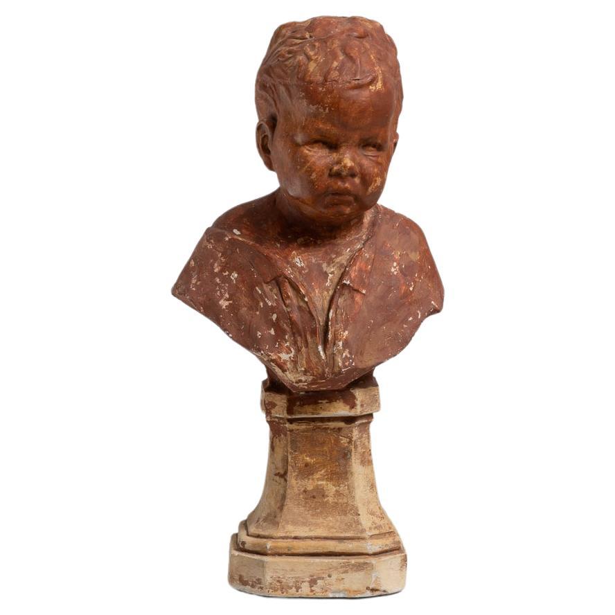 1900s French Concrete Bust For Sale
