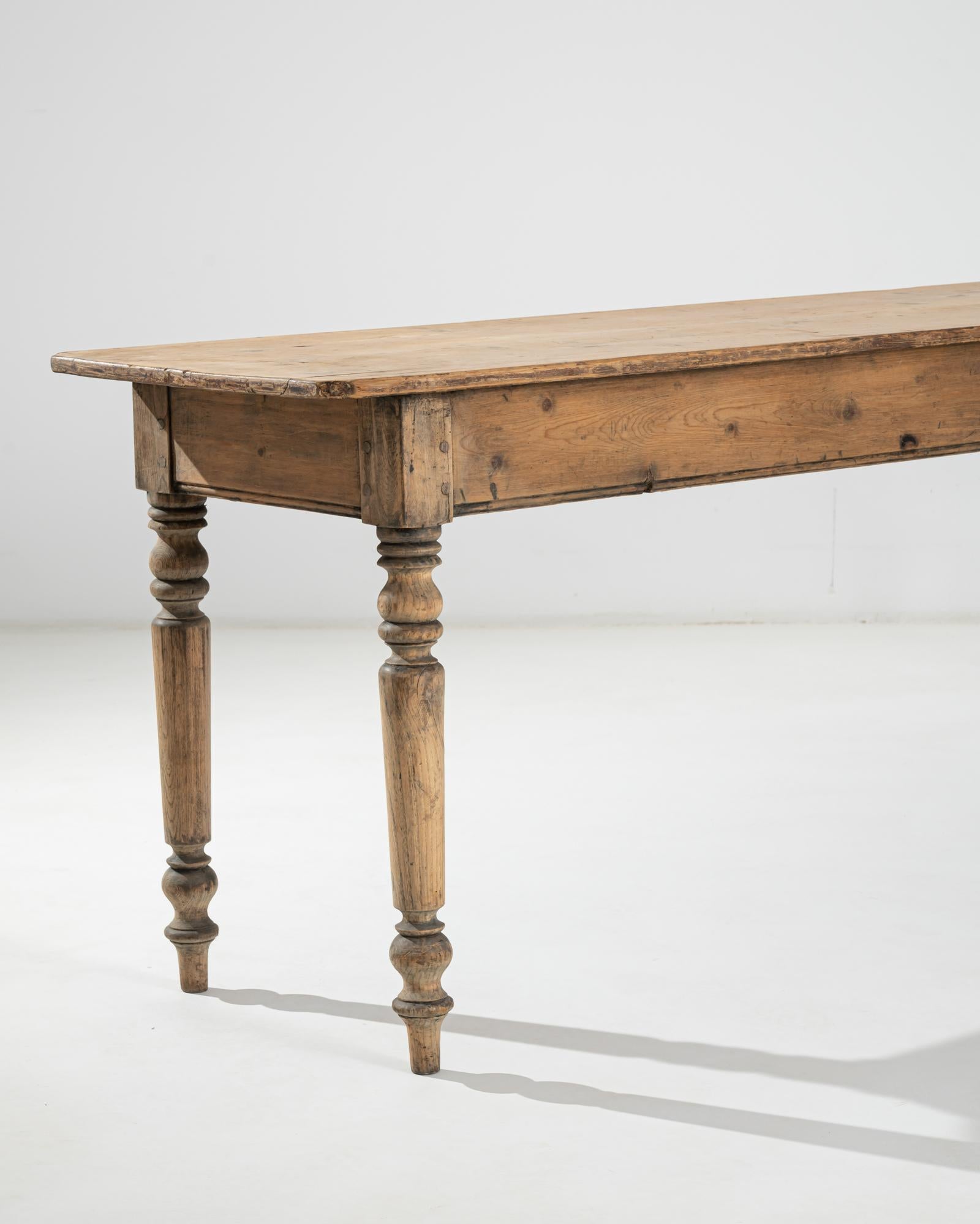 Wood 1900s French, Console Table with Baluster Legs