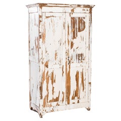 Antique 1900’s French Country White Patinated Armoire