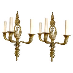 1900's French Empire Sconces With Swans three lights