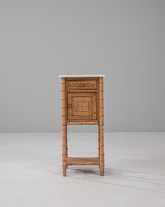 1900s French Faux Bamboo Bedside Table With Marble Top