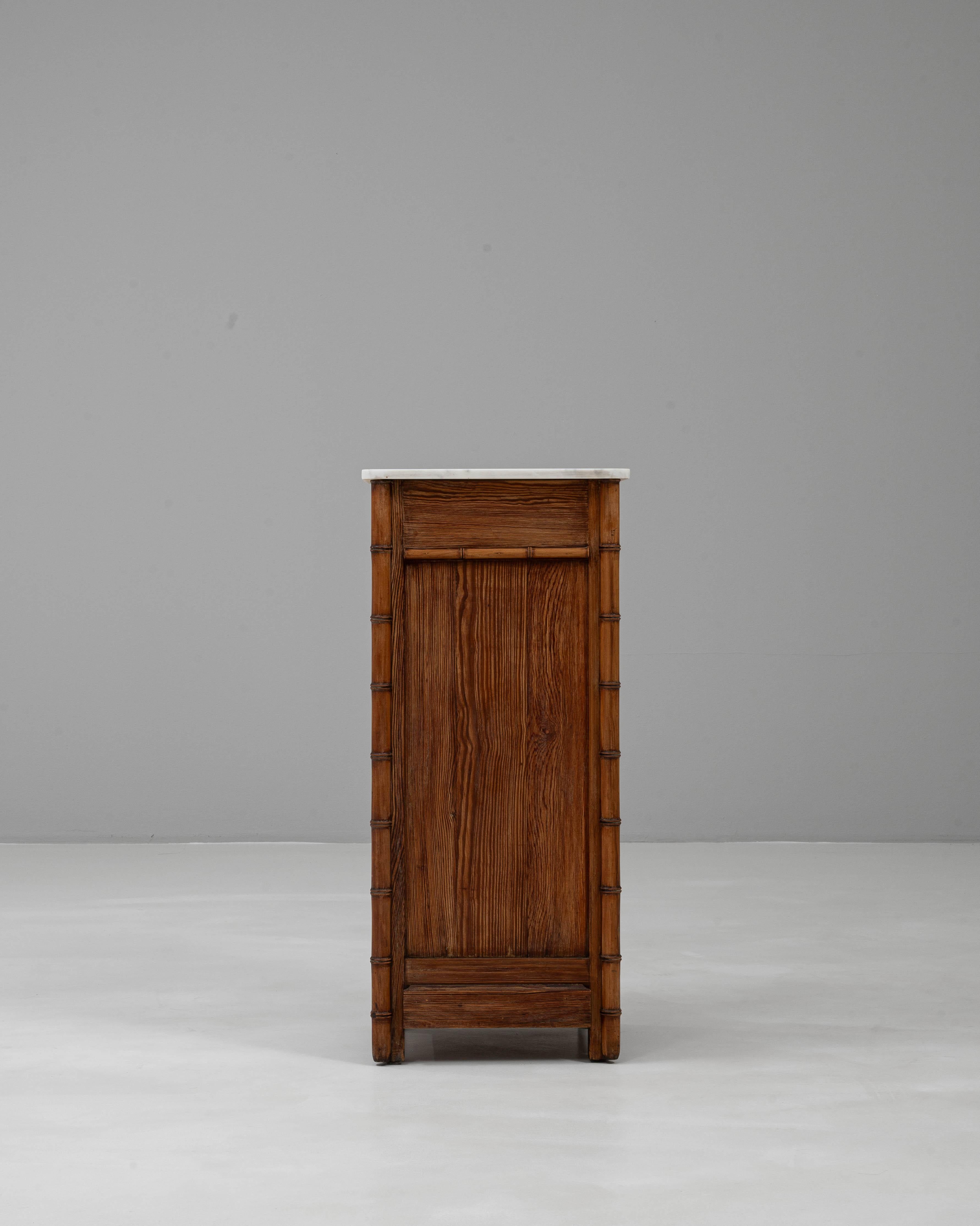 1900s French Faux Bamboo Bedside Table With Marble Top For Sale 5