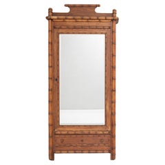 1900s French Faux Bamboo Cabinet With Mirror