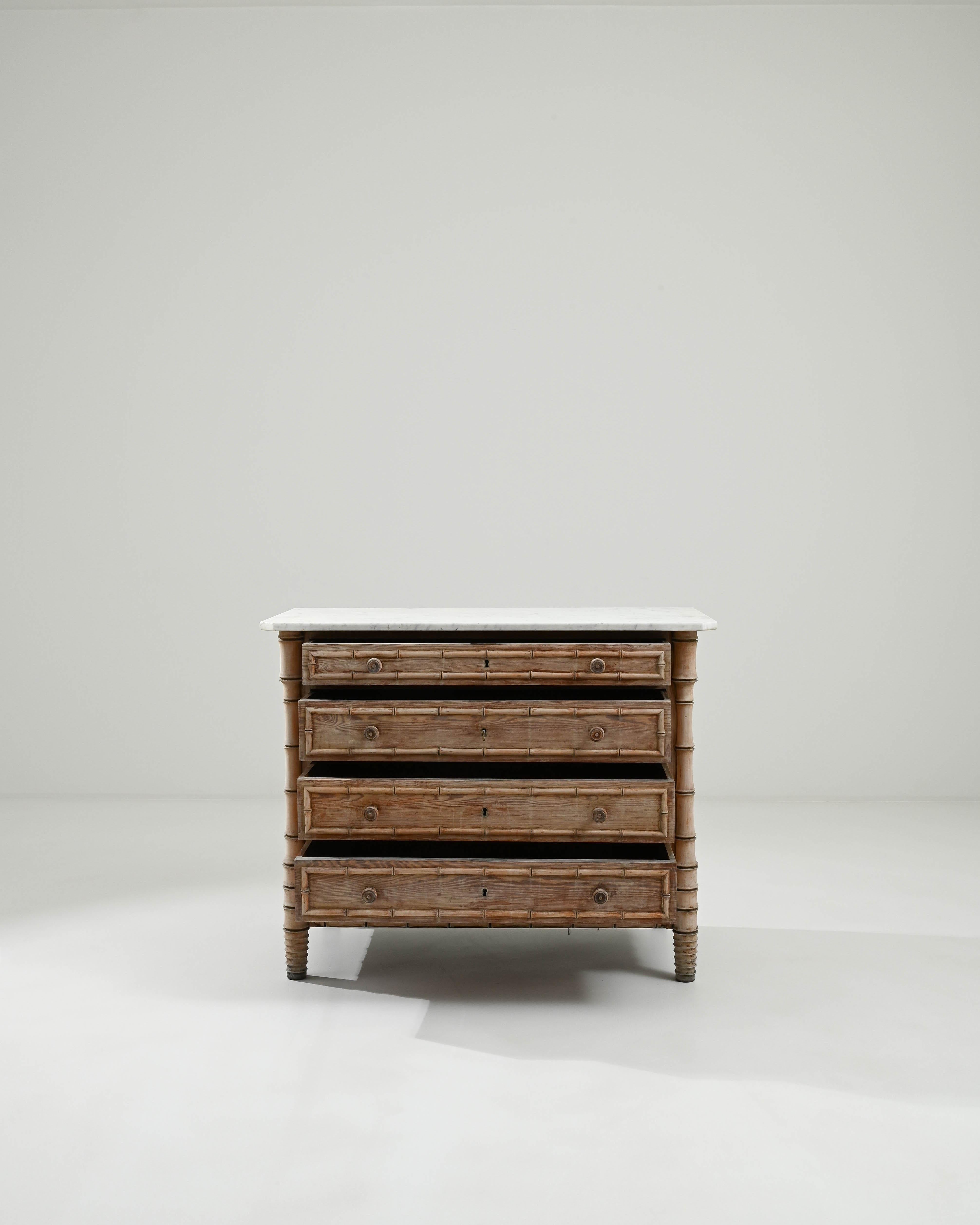 French Provincial 1900s French Faux Bamboo Chest of Drawers