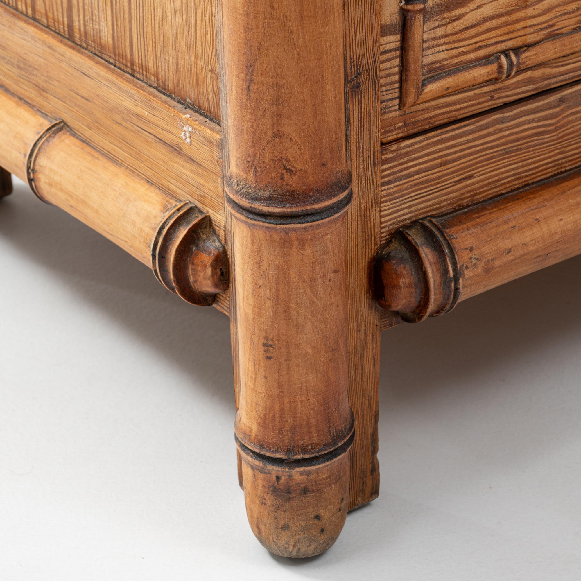 1900s French Faux Bamboo Chest Of Drawers With Marble Top 6
