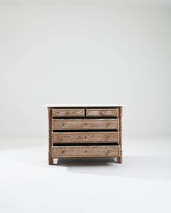 1900s French Faux Bamboo Chest of Drawers with Marble Top