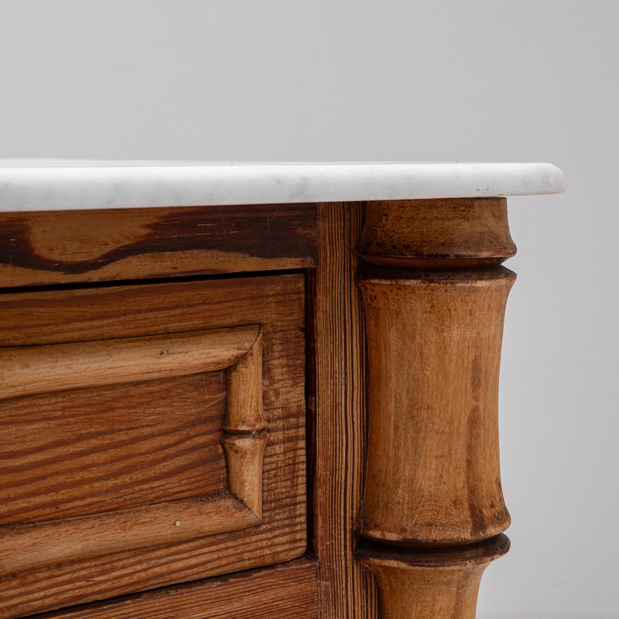 1900s French Faux Bamboo Chest Of Drawers With Marble Top 5