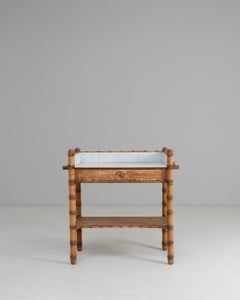 1900s French Faux Bamboo Console Table With Marble Top